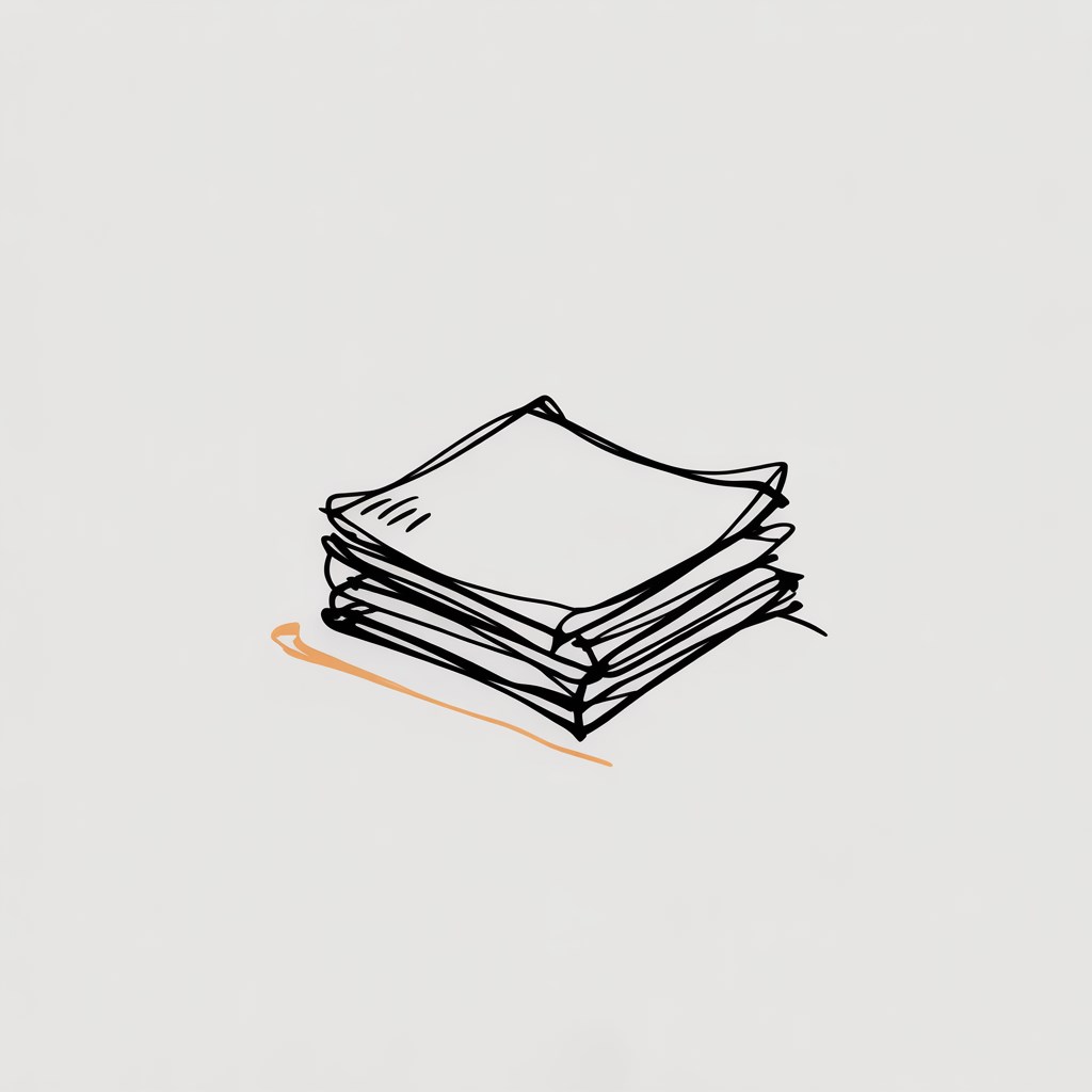Illustration of a small stack of paper with a single orange line beneath it