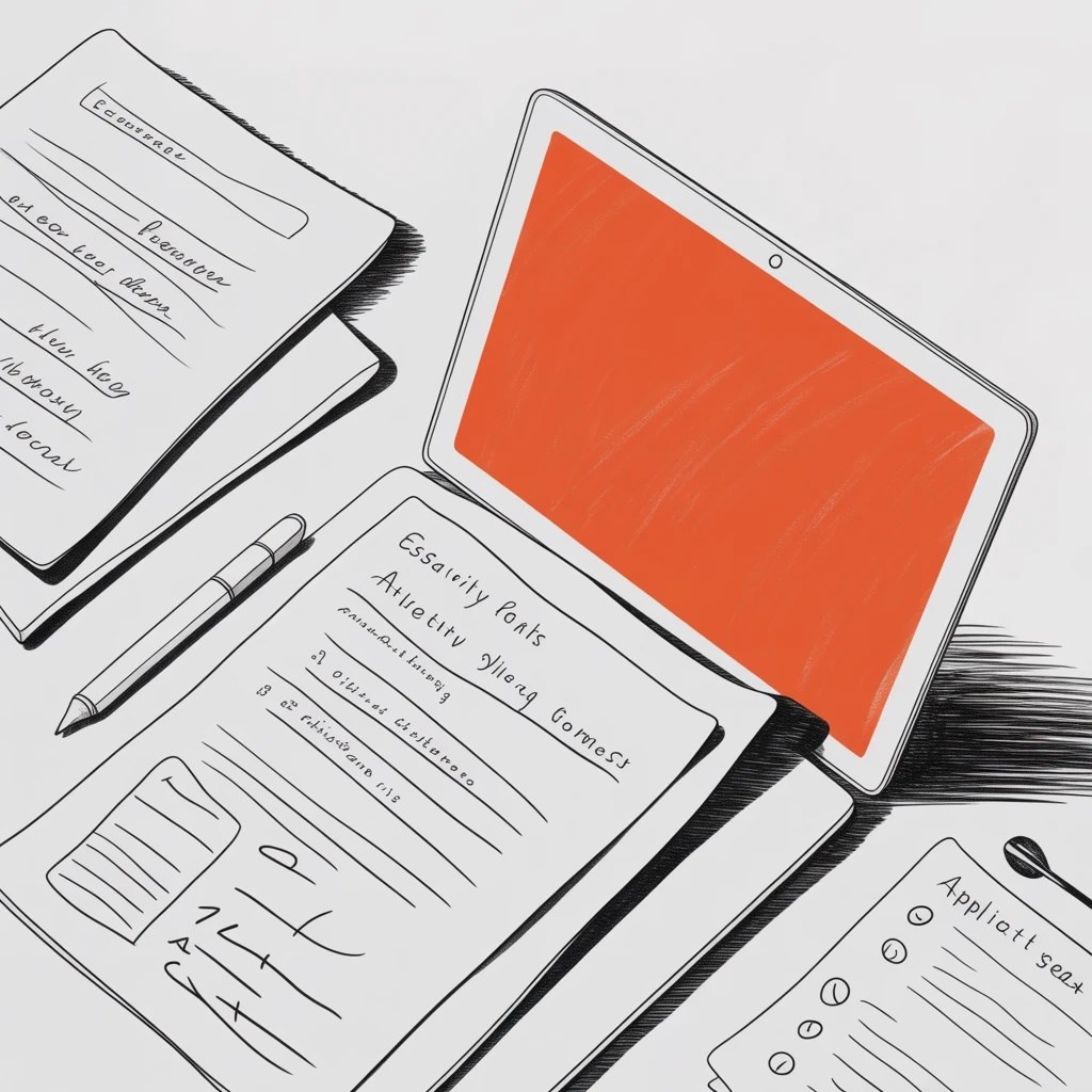 Illustration of handwritten planning notes beside a tablet